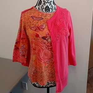 3/4 sleeve top & matching sweater.